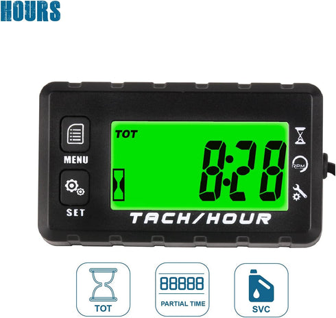 Runleader Digital Self Powered Hour Meter Tachometer,Maintenance Reminder,Alert RPM Reminder,User Shutdown,Waterproof,Use for ZTR Lawn Mower Gener...