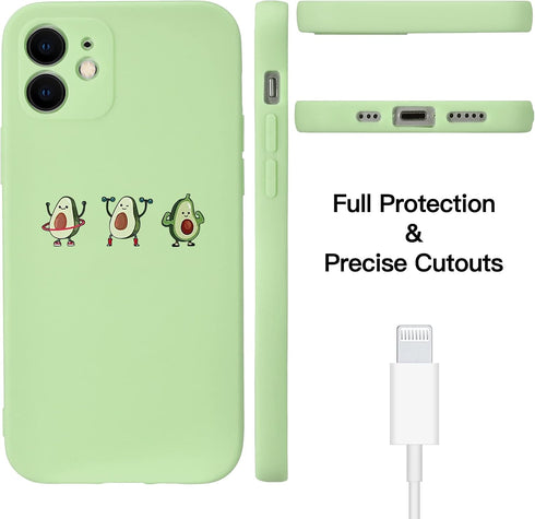 JOYLAND Silicone Light Green Phone Case for iPhone XR Lovely Cute Small Cartoon Avocado Bodybuilding Fitness Sport Phone Case Cover Bumper Avocado...