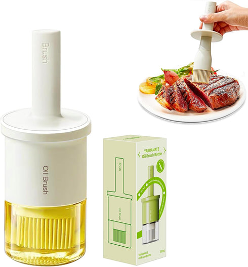 Oil Dispenser Bottle with Heat Resistant Brush, Glass Oil Dispenser for Kitchen, Oil Container with Silicone Basting & Pastry Brush for Cooking BB...