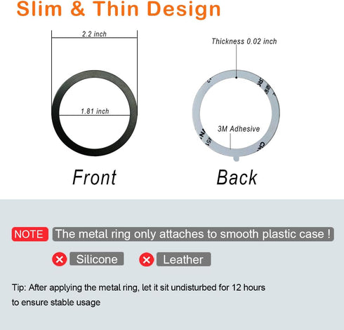 Metal Sticker 360, 8 Pack Magnetic Ring for Upgrade Phone, Case, Accessories, iPad and Kindle, Universal Wireless Charging Conversion Kit for Cell...