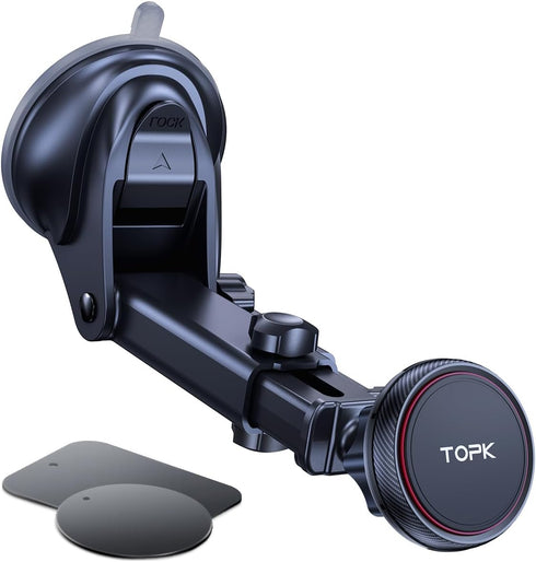 TOPK Car Phone Holder Mount, Magnetic Phone Holder for Car Windshield and Dashboard, Adjustable Long Arm with Strongest Magnet for All Cellphones....
