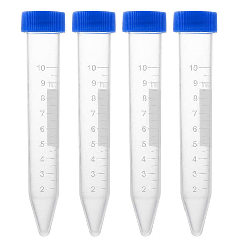 uxcell 10 Pcs 10ml Plastic Centrifuge Tubes with Screw-on Cap, Polypropylene Graduated Micro Centrifuge Tube, Conical Bottom, Blue, Storage Contai...