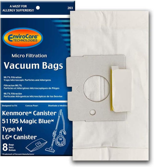 Kenmore Canister Style 51195 Magic Blue Vacuum Cleaner Bags, EnviroCare Replacement Brand, designed to fit Kenmore Magic Blue Canister Vacuum Clea...