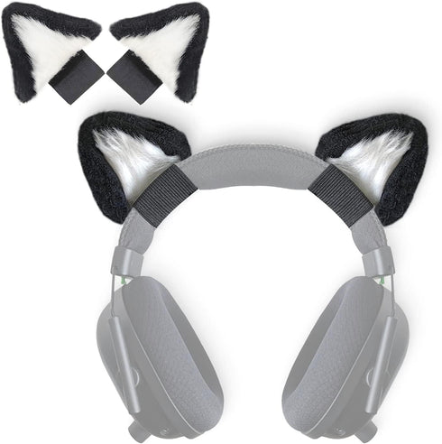 RUKUHOT Cute Cat Ears Headphone Attachment,Adjustable Design Fit for Logitech G PRO HypreX Cloud/Cloud Flight Headphones and More,Cosplay Kitten E...
