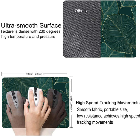Computer Mouse Pads with Tropical Leaves Design, Square Waterproof Non-Slip Rubber Base Mouse Mat for Office Laptop...
