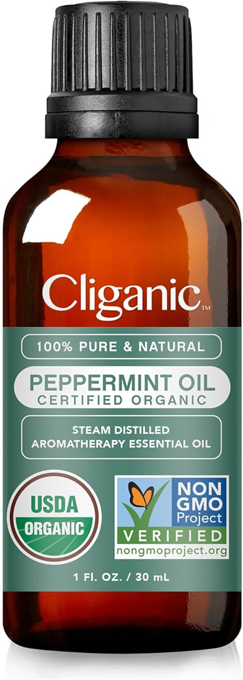 Cliganic Organic Peppermint Essential Oil, 1oz - 100% Pure Natural Undiluted, for Aromatherapy | Non-GMO Verified (Packaging May Vary)...