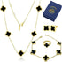 Clover Jewelry Set 18K Gold Plated Stainless Steel Necklace with Flower Design Four leaf clover for Women, Elegant Four Leaf Clover Necklace Flora...