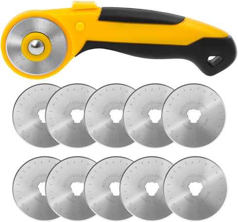 AUTOTOOLHOME 45mm Rotary Cutter Automatic Fabric Cutter Quick Change Blades with Safety Lock for Quilting, Sewing, Crafts, Replacement Blades (col...