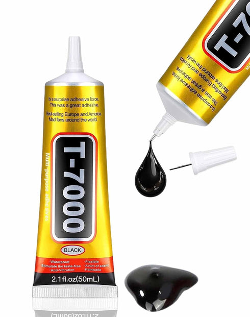 T-7000 Black Adhesive Glue for Phone, Waterproof Jewelry Glue Precision Craft Adhesive for Cell Phone Screen Repair Glass Wood Crafts Metal and St...