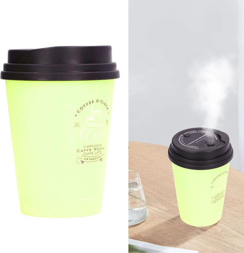 Portable Mini Humidifier, 300ml Car Humidifier Coffee Cup Low Noise Auto Off Lightweight Space Saving Travel Small USB Desk Humidifier for Car Bed...