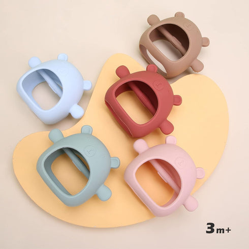 Silicone Baby Teether Toy for Infants 3+ Months, Anti-Drop Silicone Baby Mitten Teether for Soothing Teething Pain Relief, Baby Chew Toys for Suck...