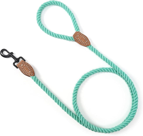Mile High Life Dog Leash | Braided Cotton Rope Dog Leashes with Leather Tailor Tip | 4 Feet Dog Leash w Heavy Duty Metal Clasp | Wedding Dog Leash...