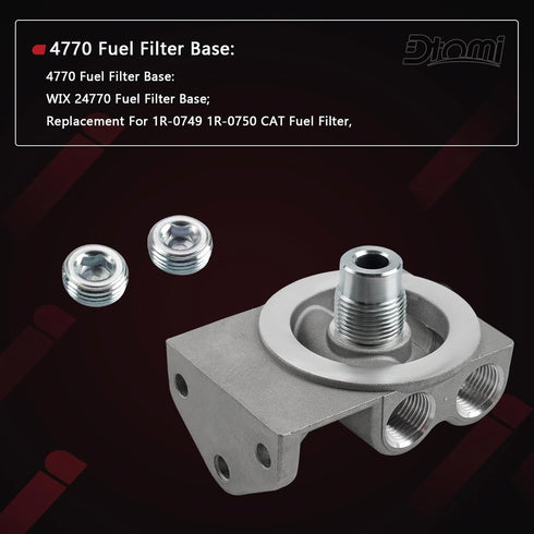 4770/24770 Fuel Filter Base Kit Compatible With 1R-0749 1R-0750 Cat Fuel Filter, Replacement Diesel Filter Remote Mounting Base 1pcs...