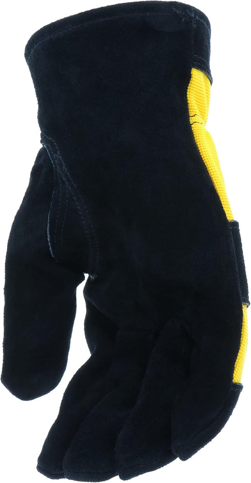 Cat® CAT012222L Split Leather Palm Gloves – Yellow, Large, Boss Therm Synthetic Lined Gloves with Spandex Back...