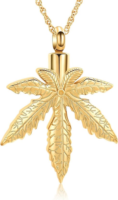 shajwo Marijuana Leaves Urn Necklaces for Ashes for Women Men Cremation Jewelry Maple Leaf Memorial Human Ashes Keepsake Pendant...