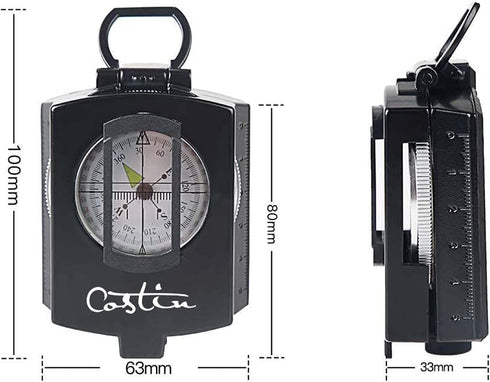 COSTIN Multifunctional Compass, Metal Military Waterproof High Accuracy Compass with Map Measurer, Distance Calculator,Bubble Level Perfect for Ou...