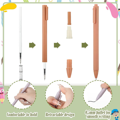 30 Pcs Bible Aesthetic Quick Dry Ink Pens Retractable Ballpoint Pens Fine Point Cute Pens Smooth Writing Pens Black Ink Pens 0.5 mm Gel Ink Pens f...
