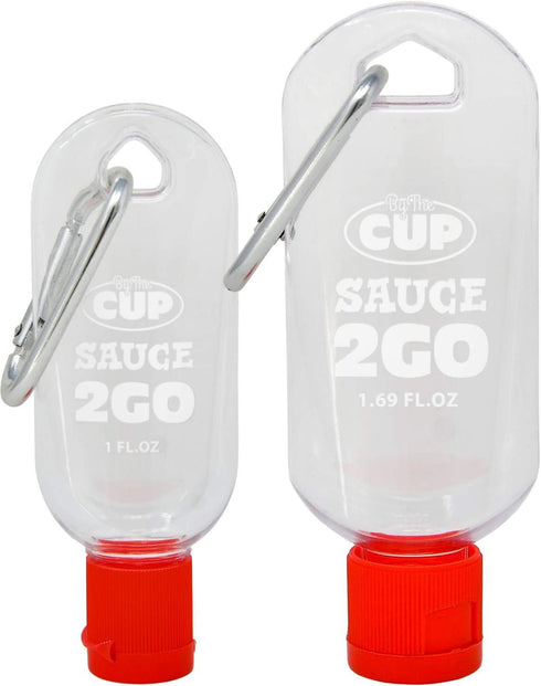 By The Cup Sauce 2 Go Keychains 1.69 Fluid Ounce and 1 Fluid Ounce Empty Mini Sauce Bottles (Sauce Not Included)...