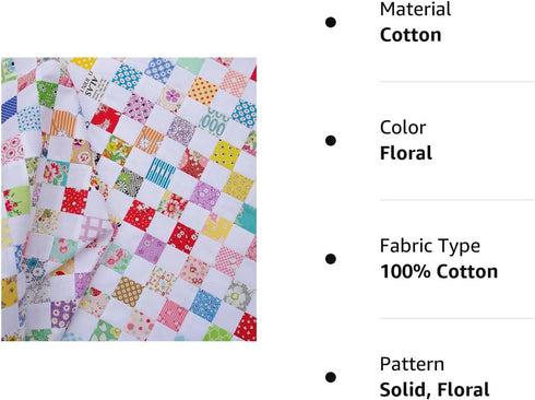 200 PCS 4" x 4" Floral Precut 100% Cotton Fabric Squares Fabric Bundles for Sewing & Quilting...