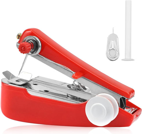 Sewing Machine Handheld Mini Stiching Machine Portable Hand Stitching Machine Tiny Single Stitch Sewer for Clothes (Red)......