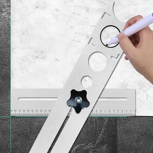 Ceramic Tile Hole Locator, Adjustable Universal Tile Marble Glass Ceramic Floor Drilling Hole Tools Hole Opener Locator Position Ruler Puncher...