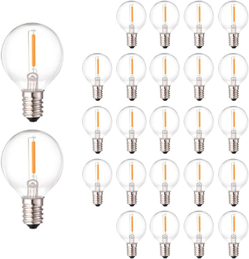 G40 Led Replacement Light Bulbs, 0.6W Shatterproof Globe Bulb, E12 Candelabra Base, 1.5 Inch Dimmable G40 Led Bulbs for Outdoor String Lights, Pat...
