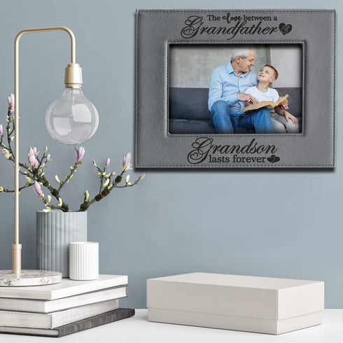 BELLA BUSTA-The Love Between a Grandfather & Granddaughter, Grandson Lasts Forever-Great Gift for Grandfather-Laser Engraved Leatherette Picture F...