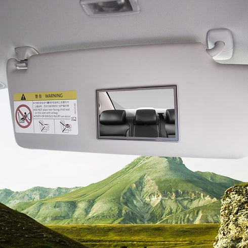 Car Sun Visor Mirror, Stainless Steel Seatback Makeup Mirror, Auto Self-Adhesive Cosmetic Mirrors, Travel Vanity Rearview Mirror, Universal for Ve...