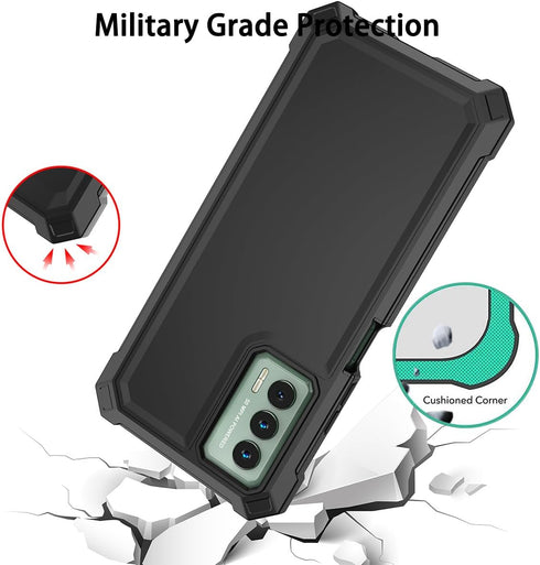 for Cricket Outlast case, with Tempered Glass Screen Protector 360 Full-Body Soft TPU Bumper Shockproof Silicone Protective Phone Cover Case for C...