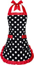Violet Mist Vintage Apron for Women with Pockets - Cute Polka Dot Retro Stylish Apron, Red...
