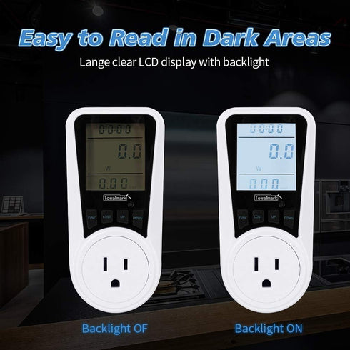 Watt Meter, Electricity Usage Monitor, Towallmark 2pcs Power Meter with Big LCD Display + Backlight, Power Consumption Monitor, Socket Meter, Kilo...