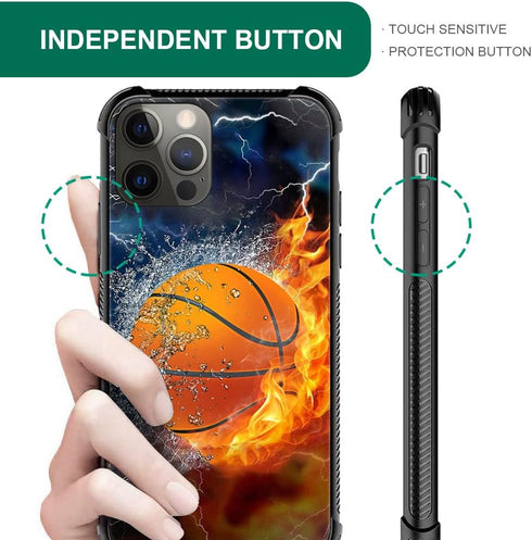 DAIZAG Case Compatible with for iPhone 13 Mini Ice Fire Basketball Phone Case Shockproof Soft TPU Phone Case for Boy Men Gift Case for iPhone 13 M...