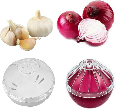 Onion Garlic Lemon Avocado Saver Storage Keeper Holder for Fridge, BPA Free Tomato Vegetable Shaped Food Saver/Storage Containers, 5-piece Set Bun...