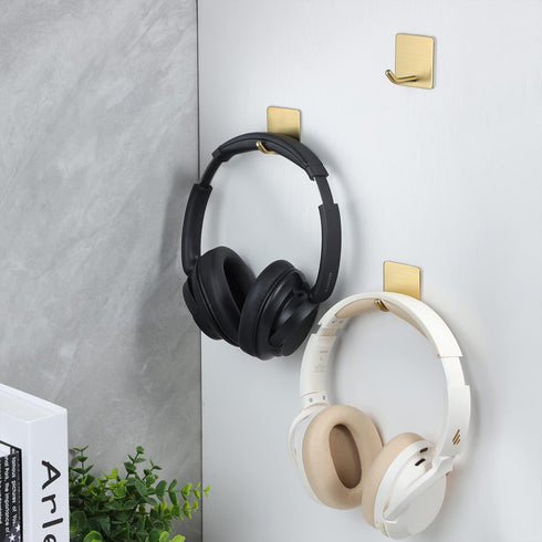 YIGII Adhesive Towel Hooks/Bathroom Hook, Gold Self Adhesive Hooks Heavy Duty Coat Hooks 4-Packs, Non-Punching for Hanging Robes Clothes Hats Stic...