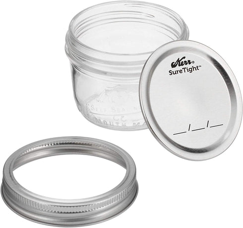 Kerr Wide Mouth Half-Pint Glass Mason Jars 8-Ounces with Lids and Bands (2 Jar-Pack)...