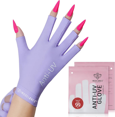 modelones UV Gloves for Gel Manicures, Premium UPF99+ UV Protection Gloves for UV/LED Gel Nail Lamp, Nail Art Skin Care Fingerless Anti UV Glove P...