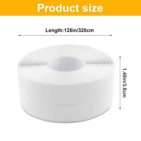 2 Pack Caulk Tape Sealant Strip, PVC Self Adhesive Tub Caulk Strip Tape, Sealant Tape, Used for Toilet Bowl Bathroom Bathtub Kitchen Floor Wall Ed...