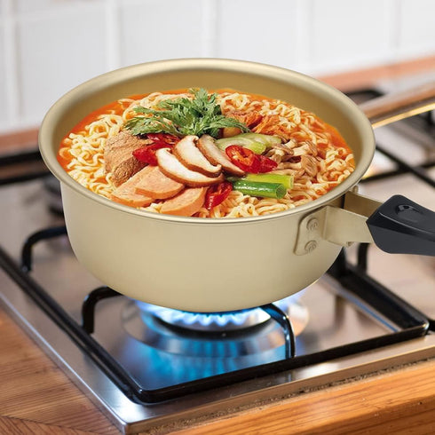 AHIER Ramen Pot, Korean Ramen Cooking Pot With Lid Spoon and Chopsticks, Korean Ramen Noodle Pot Fast Heating For Kitchen Cookware (Single Handle)...