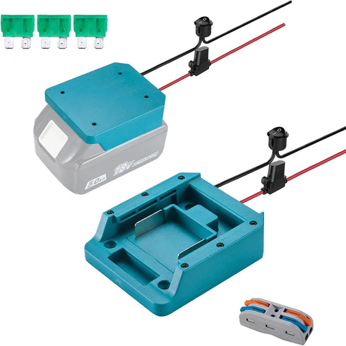Fit for MAKITA 18v Battery Power Mount Connector Adapter Dock Holder with 14 awg Wires...