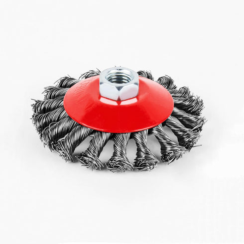 4 Inch Twisted Knotted Wire Wheel Brush for Angle Grinder - 5/8 Inch-11 Threaded Arbor Carbon Steel Wire Brush for Heavy&Light Cleaning Rust, Pain...