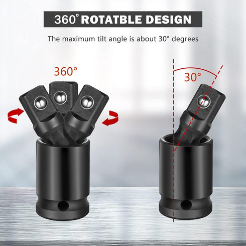 Swivel Joint Socket Converter Set Impact Drive Tools, Impact Sockets, U-Joint Sockets Swivel 1/4", 3/8", 1/2", 3pcs...