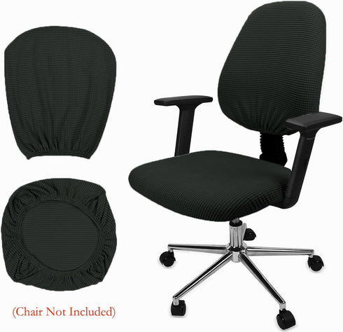 Stretchable Office Chair Seat and Back Cover Set Elastic Fit Desk Computer Chair Slipcover Removable Chair Cover Bedroom Chair Cover, Easy-Care (B...