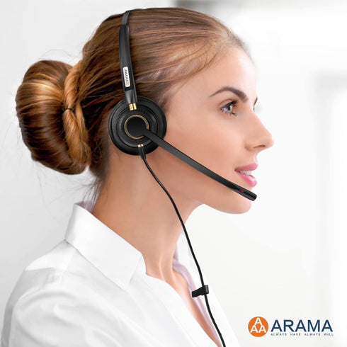 Arama Cell Phone Headset with Mic Noise Canceling, 3.5mm Wired Headset for iPhone Samsung PC iPad, Computer Headset for Skype for Business Office,...