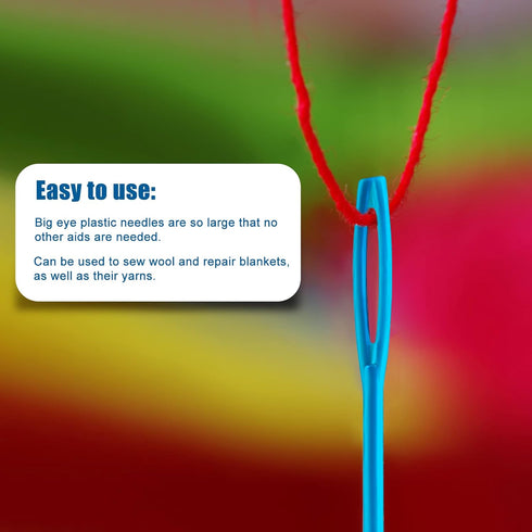 SAVITA 100pcs Plastic Sewing Needles, Large-eye Knitting Needles Colorful Plastic Yarn Lacing Weaving Needle Learning Needles for Kids DIY Sewing ...