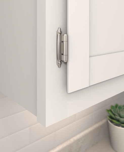 Amerock BPR7630G10 | Reverse Bevel Face Mount Cabinet Hinge | Variable Overlay Self Closing Face Mount | Satin Nickel | Kitchen Cabinet Door Hinge...