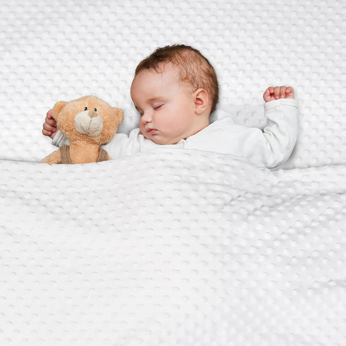 david's kids Minky Baby Blanket for Boys Girls Neutral, Soft Lightweight Micro Fleece Blanket with Double Layer, Dotted Backing, Breathable Receiv...