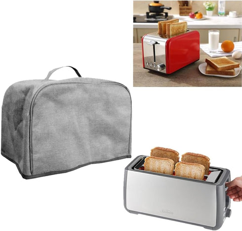 Large 4 Slice Toaster Cover with Pockets, Can Hold Toaster Tongs and Knife, Dust-proof & Oil Proof , Toaster Cover with Top Hand, Fit Most Large 4...