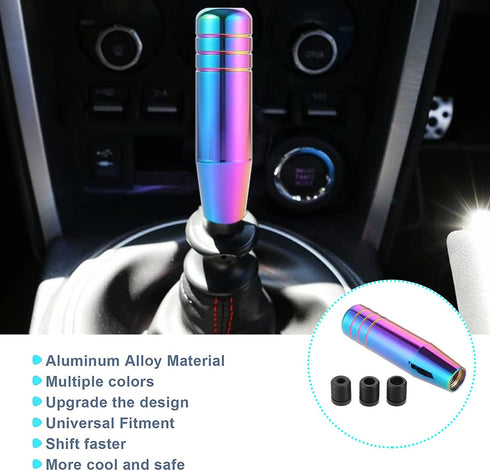 Weighted Manual Shift Knobs Multicolor, 5 Inch with 3 Threaded Adapters M8 M10 M12 x 1.25, Metal Gear Stick Shift Knob Aluminum Alloy, Universal C...