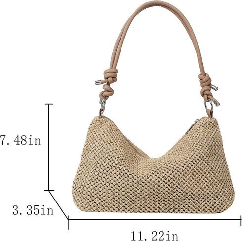 Casual Beach Tote Bag, Straw Beach Bag Fashion Shoulder Bag Crossbody Bag, For Beach Picnic Vacation...