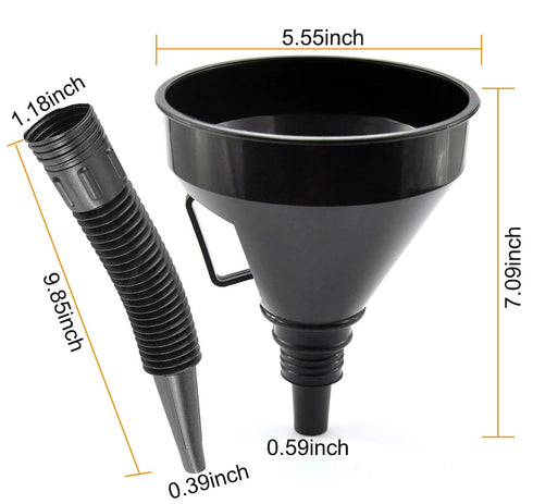 Multi-fFunctional Plastic Funnel Oil Funnel and 4-Piece All Purpose Wide-Mouth Bright Orange Plastic Funnel Set for Cars and Motorcycles, Engine O...